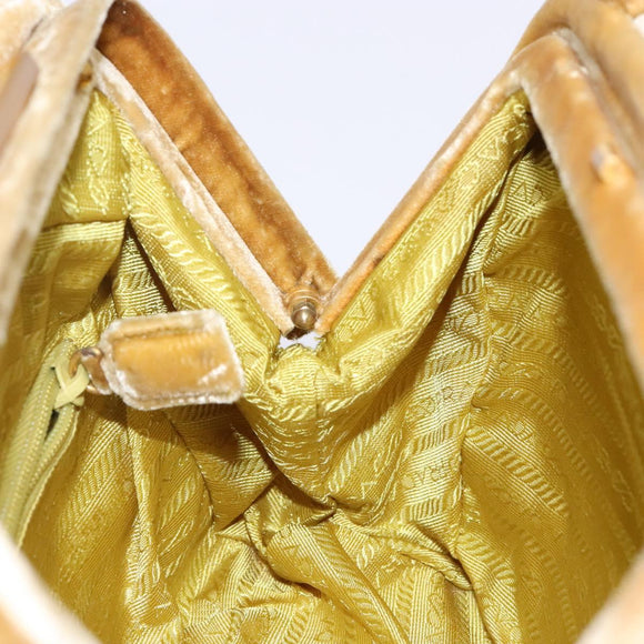 PRADA Hand Bag Velor Yellow Gold Auth 141776