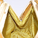 PRADA Hand Bag Velor Yellow Gold Auth 141776-20