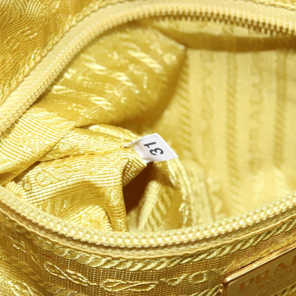 PRADA Hand Bag Velor Yellow Gold Auth 141776