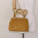 PRADA Hand Bag Velor Yellow Gold Auth 141776-22