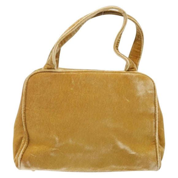 PRADA Hand Bag Velor Yellow Gold Auth 141776