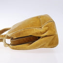 PRADA Hand Bag Velor Yellow Gold Auth 141776-4