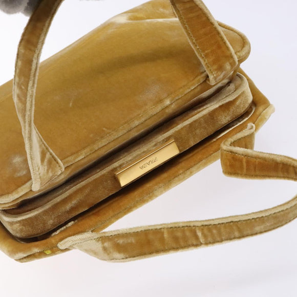 PRADA Hand Bag Velor Yellow Gold Auth 141776