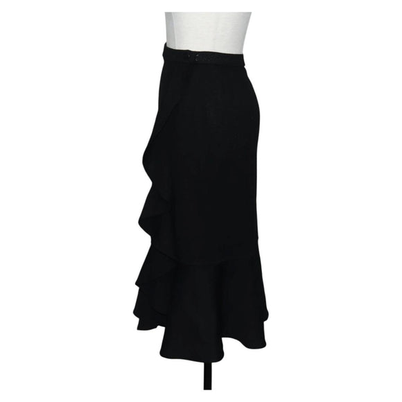 Christian Dior Wrap Skirt Wool Black Auth 141782V