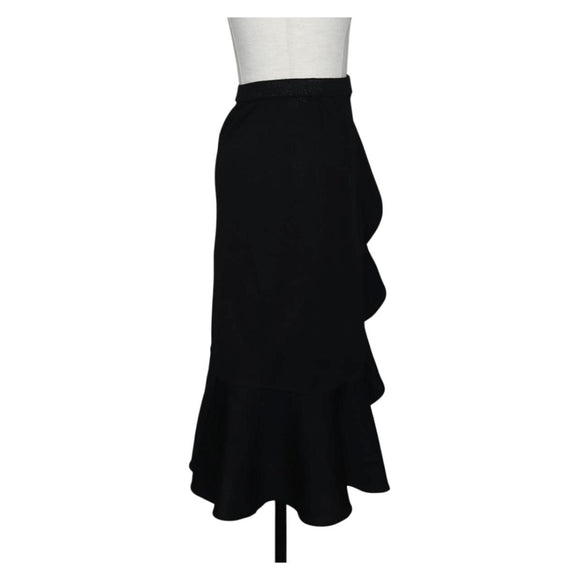 Christian Dior Wrap Skirt Wool Black Auth 141782V
