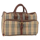 Burberrys Nova Check Boston Bag Canvas Beige Gold Auth 141783-1