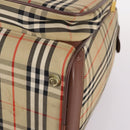 Burberrys Nova Check Boston Bag Canvas Beige Gold Auth 141783-9