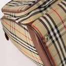 Burberrys Nova Check Boston Bag Canvas Beige Gold Auth 141783-14