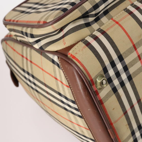 Burberrys Nova Check Boston Bag Canvas Beige Gold Auth 141783