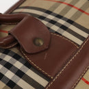 Burberrys Nova Check Boston Bag Canvas Beige Gold Auth 141783-17