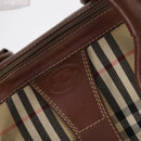 Burberrys Nova Check Boston Bag Canvas Beige Gold Auth 141783-18