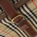 Burberrys Nova Check Boston Bag Canvas Beige Gold Auth 141783-10