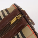 Burberrys Nova Check Boston Bag Canvas Beige Gold Auth 141783-11