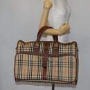 Burberrys Nova Check Boston Bag Canvas Beige Gold Auth 141783-22