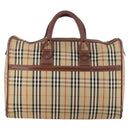 Burberrys Nova Check Boston Bag Canvas Beige Gold Auth 141783-2