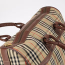 Burberrys Nova Check Boston Bag Canvas Beige Gold Auth 141783-6