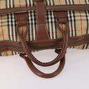 Burberrys Nova Check Boston Bag Canvas Beige Gold Auth 141783-7