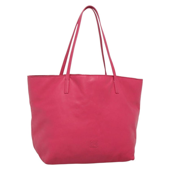 LOEWE Anagram Tote Bag Leather Pink Silver Auth 141784
