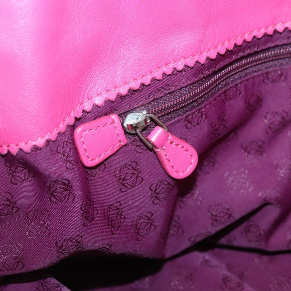LOEWE Anagram Tote Bag Leather Pink Silver Auth 141784