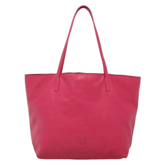 LOEWE Anagram Tote Bag Leather Pink Silver Auth 141784