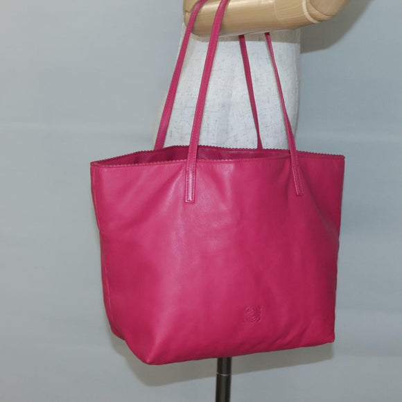 LOEWE Anagram Tote Bag Leather Pink Silver Auth 141784