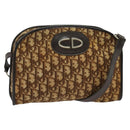 Christian Dior Trotter Canvas Shoulder Bag Brown Gold Auth 141785-1