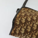 Christian Dior Trotter Canvas Shoulder Bag Brown Gold Auth 141785-9