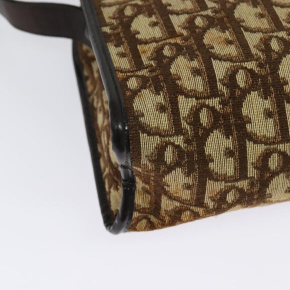 Christian Dior Trotter Canvas Shoulder Bag Brown Gold Auth 141785