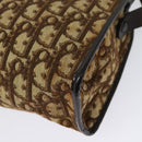 Christian Dior Trotter Canvas Shoulder Bag Brown Gold Auth 141785-16