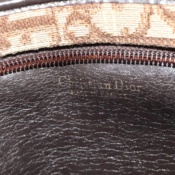 Christian Dior Trotter Canvas Shoulder Bag Brown Gold Auth 141785