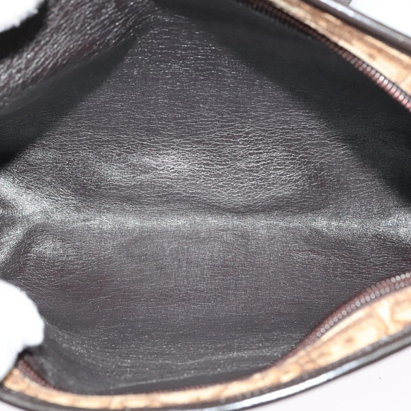 Christian Dior Trotter Canvas Shoulder Bag Brown Gold Auth 141785