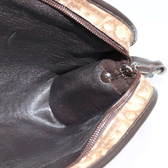 Christian Dior Trotter Canvas Shoulder Bag Brown Gold Auth 141785