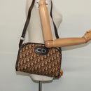 Christian Dior Trotter Canvas Shoulder Bag Brown Gold Auth 141785-19