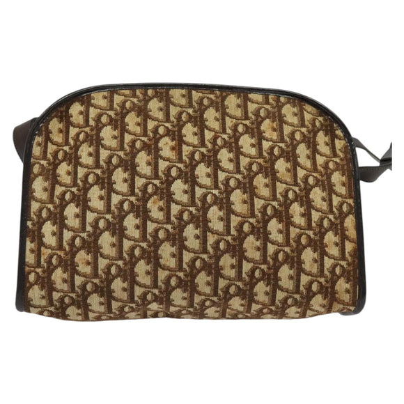 Christian Dior Trotter Canvas Shoulder Bag Brown Gold Auth 141785