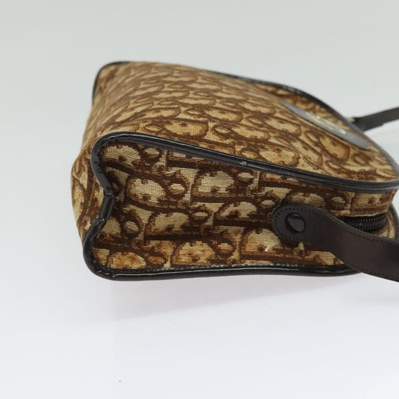 Christian Dior Trotter Canvas Shoulder Bag Brown Gold Auth 141785
