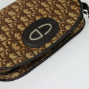 Christian Dior Trotter Canvas Shoulder Bag Brown Gold Auth 141785-6