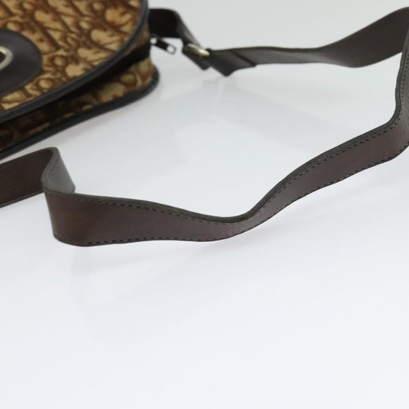 Christian Dior Trotter Canvas Shoulder Bag Brown Gold Auth 141785
