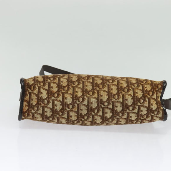 Christian Dior Trotter Canvas Shoulder Bag Brown Gold Auth 141785