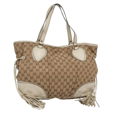 GUCCI GG Canvas Tote Bag Beige Gold 211954 Auth 141790