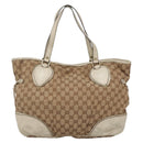 GUCCI GG Canvas Tote Bag Beige Gold 211954 Auth 141790-2