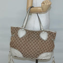 GUCCI GG Canvas Tote Bag Beige Gold 211954 Auth 141790-21