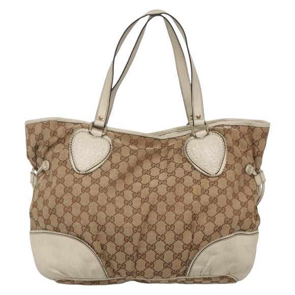 GUCCI GG Canvas Tote Bag Beige Gold 211954 Auth 141790