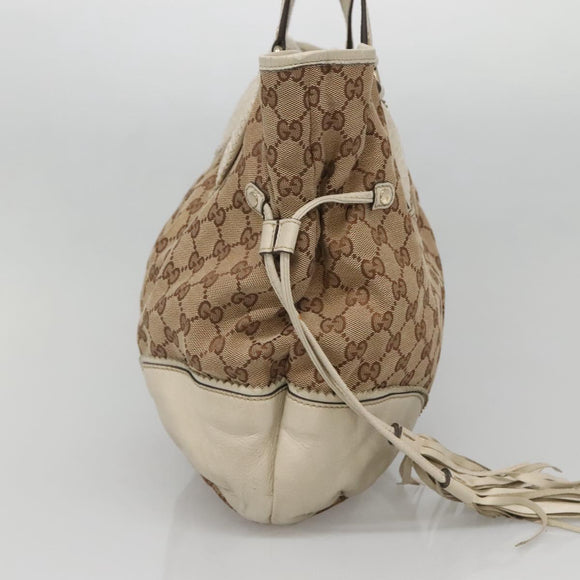 GUCCI GG Canvas Tote Bag Beige Gold 211954 Auth 141790