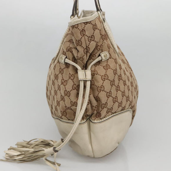 GUCCI GG Canvas Tote Bag Beige Gold 211954 Auth 141790