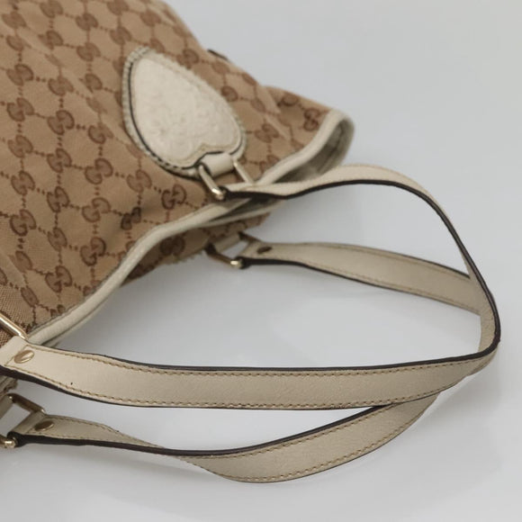 GUCCI GG Canvas Tote Bag Beige Gold 211954 Auth 141790