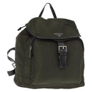 PRADA Backpack Nylon Khaki Silver Auth 141801-1
