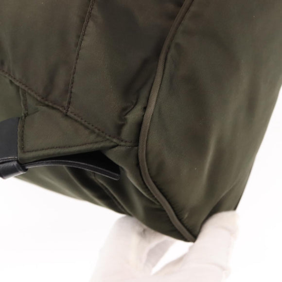 PRADA Backpack Nylon Khaki Silver Auth 141801