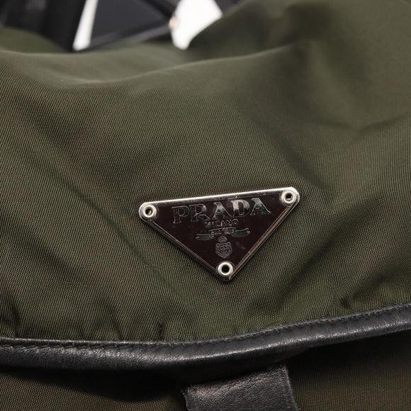 PRADA Backpack Nylon Khaki Silver Auth 141801