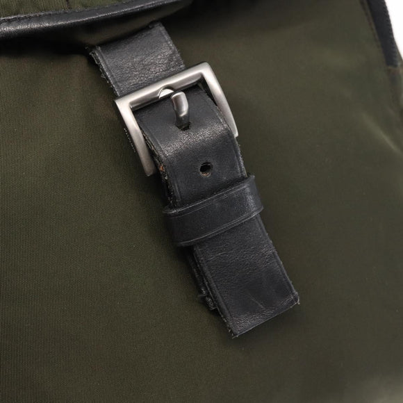 PRADA Backpack Nylon Khaki Silver Auth 141801