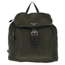 PRADA Backpack Nylon Khaki Silver Auth 141801-2